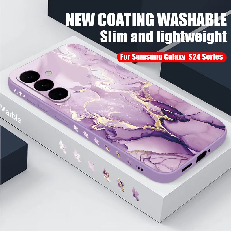 Colorful Marble Case for Samsung Galaxy S24 S23 S22 Ultra S21 S20 FE A16 A15 A25 A34 A35 A55 A52 A53 A54 5G S25 Lanyard Cover